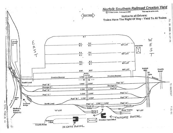Norfolk Southern Railroad Croxton Yard Track Chart