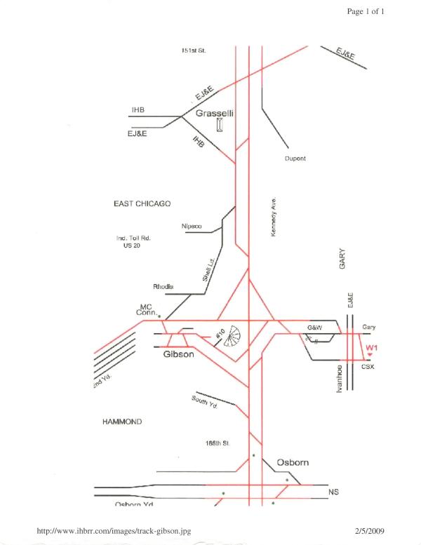 East Chicago, Grasselli, Hammond, Gibson, Osborn Track Chart