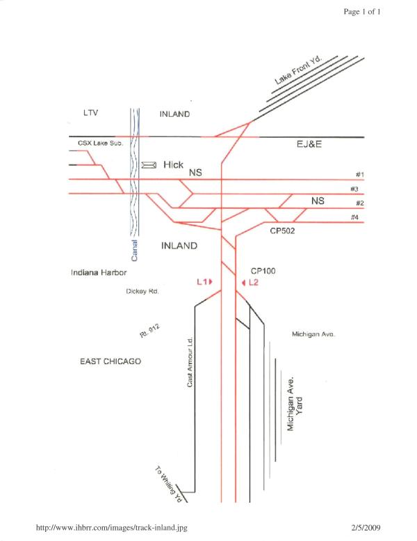 East Chicago, Indiana Harbor, Inland Track Chart