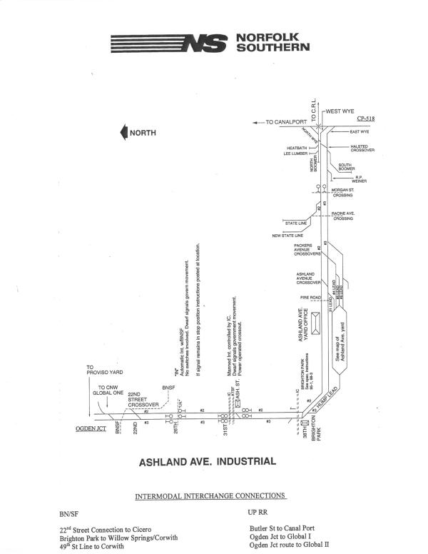 Norfolk Southern Ashland Avenue Industrial Track Chart
