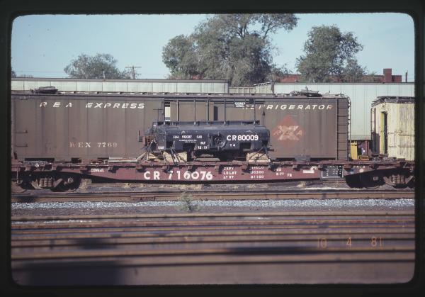 Scale Car 80009 on F41B Flatcar 716076 in Harrisburg, PA