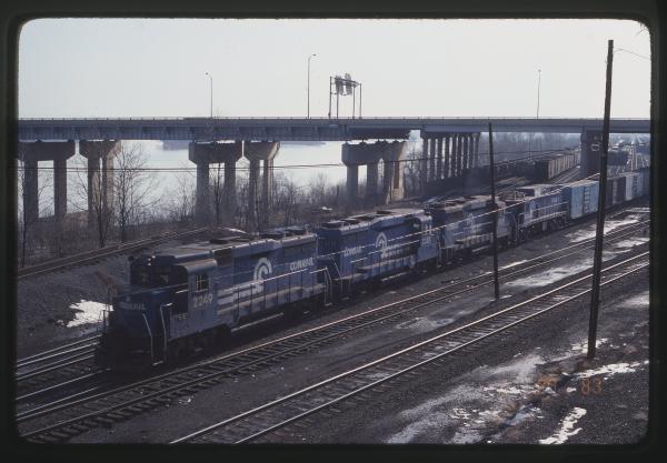 GP30s 2249, 2232, 2229, and E33 4604 Westbound in Enola, PA