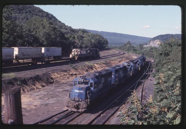 GP38-2 8147 on a power move in Enola, PA
