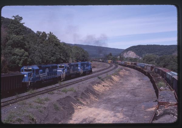 GP40 3247, GP38-2 8038, and SD40-2 6380 Westbound in Enola, PA
