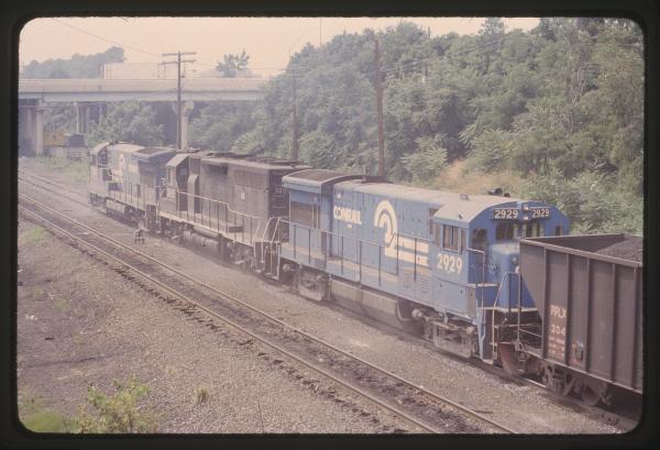 U33B 2906, GP40 3905, and U33B 2929 Eastbound in Enola, PA