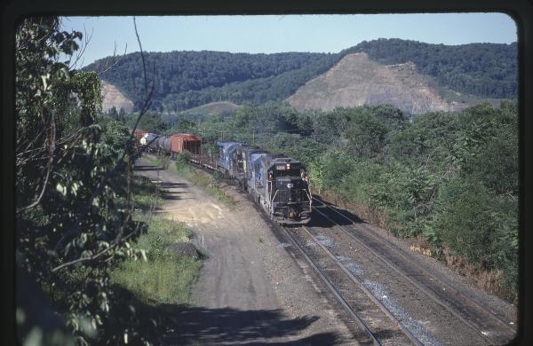 SD45 6206, U23B 2759, GP35 2342, and U33C 6846 Eastbound in Enola, PA