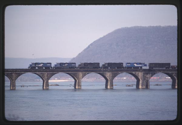 GP38-2s 8094, 8057, and 8151 with GP40s 3238 and 3258 in Rockville, PA
