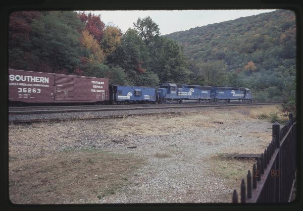 N7B 21080 with SD45s 6083 and 6133 at Horseshoe Curve