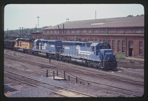 SD45 6177, SD40-2 6361, and B&O/Chessie SD40-2 7611 in Rutherford, PA
