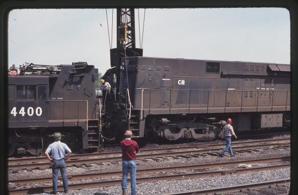 Wrecked E44s 4400 and 4439 at Rutherford, PA