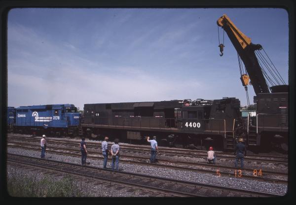Wrecked E44s 4400 and 4439 at Rutherford, PA