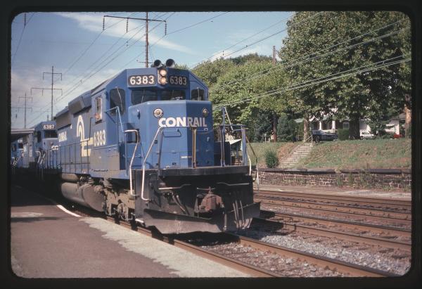 SD40-2s 6383 and 6387 in Ridley Park, PA
