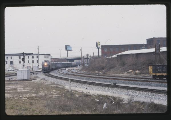 Photo of EMD E8 4021 with a Mixed OCS Consist Approaching Bailey's Wye in Baltimore MD
