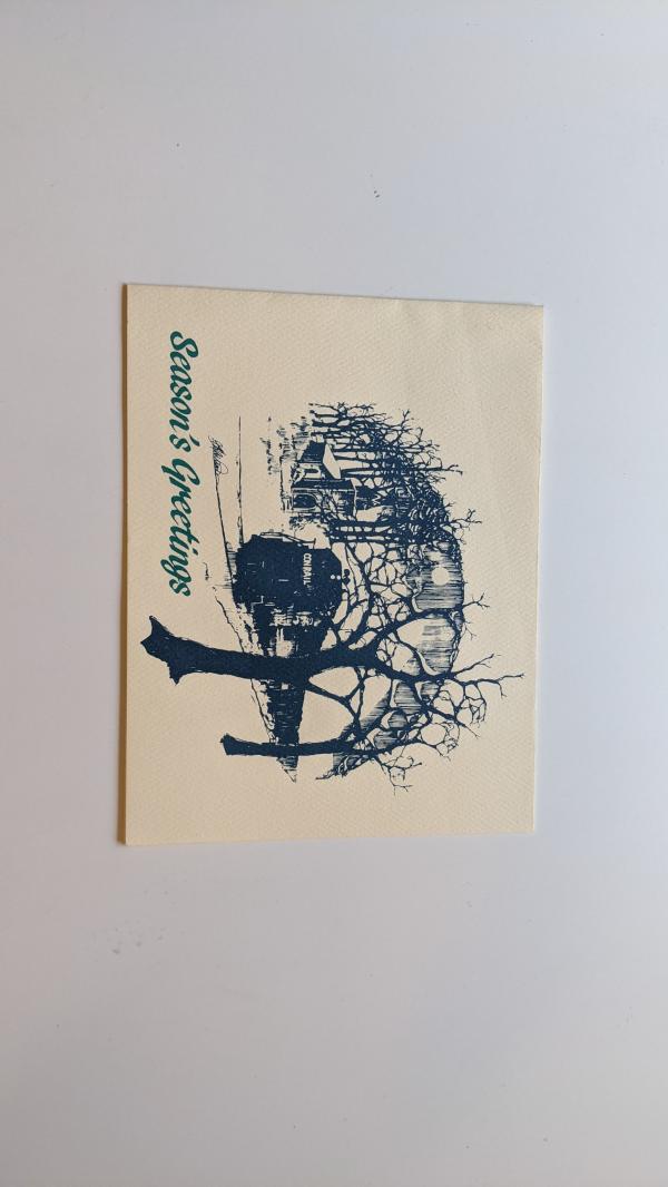 Christmas Card with Conrail Locomotive Illustration