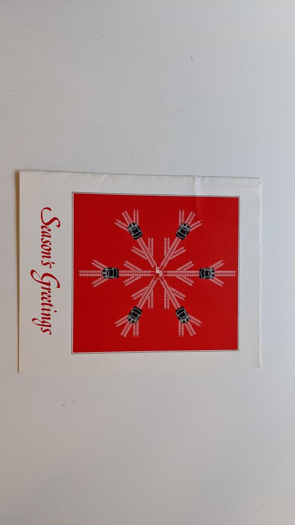 Christmas Card with Red Track Snowflake Illustration