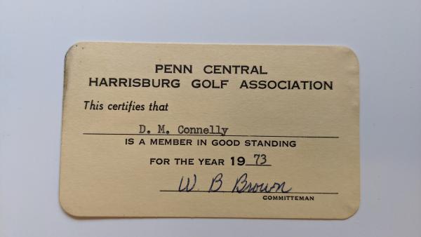 Penn Central Harrisburg Golf Association Membership Card