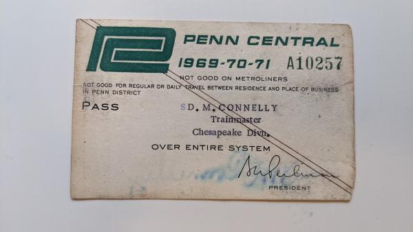 1969-70-71 Penn Central Travel Pass A10257