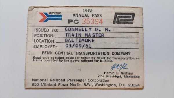 Amtrak 1972 Annual Pass