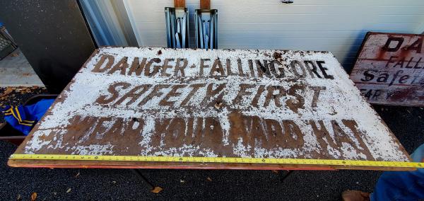 Danger Falling Ore sign From Conrail Pier 122 in South Philadelphia, PA,
