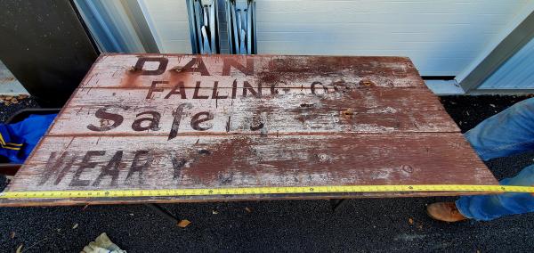 Danger Falling Ore sign From Conrail Pier 122 in South Philadelphia, PA,
