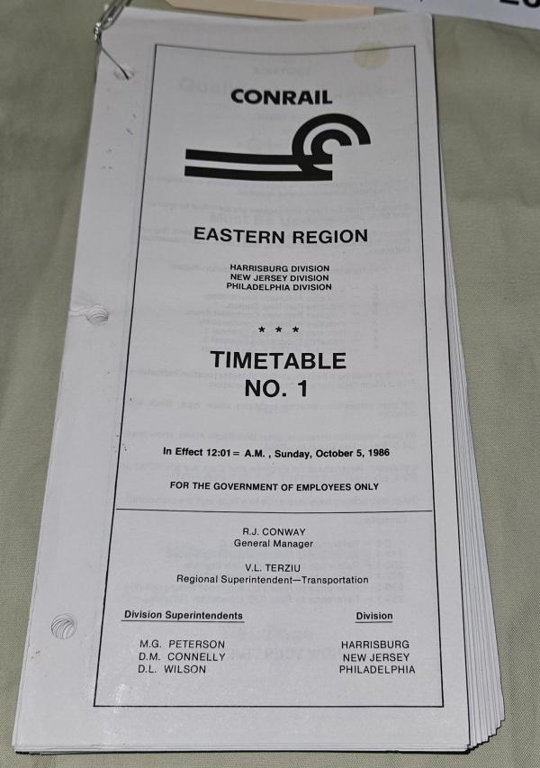 CR Eastern Region Timetable No. 1, 1986-10-05