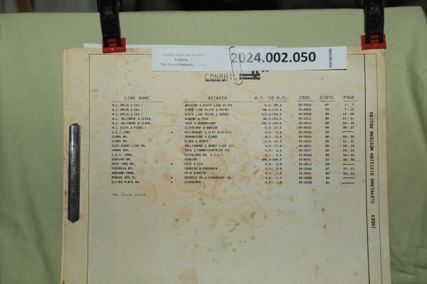 Track Chart, Western Region, Cleveland Division