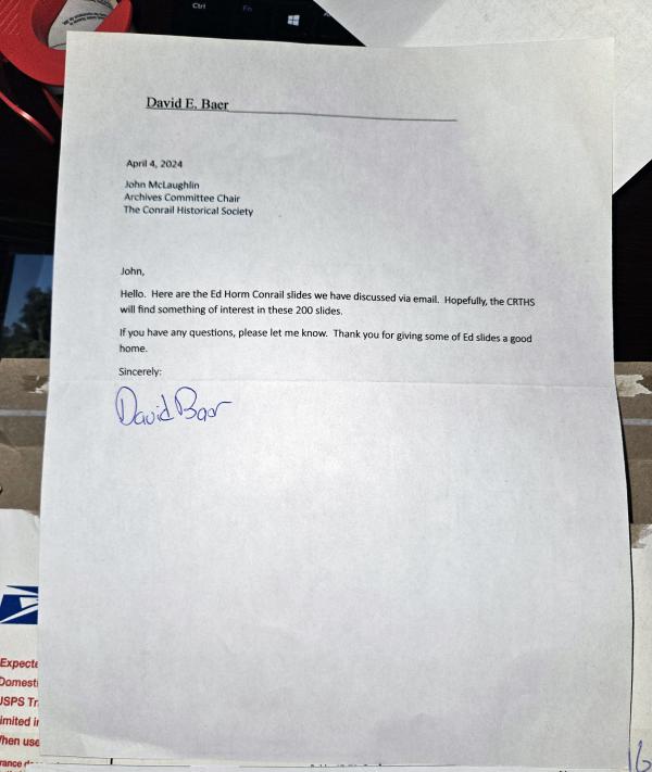 Slides shot by Ed Horn, 5 boxes, c. 200 slides w/ donation letter