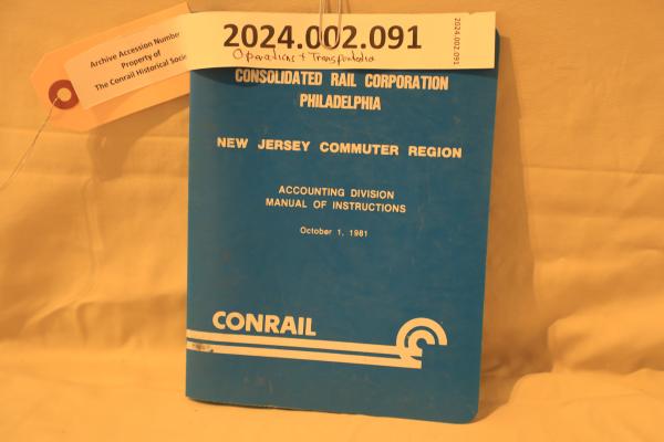 NJ Commuter Region, Accounting Division, Manual of Instructions, 1981-10-01