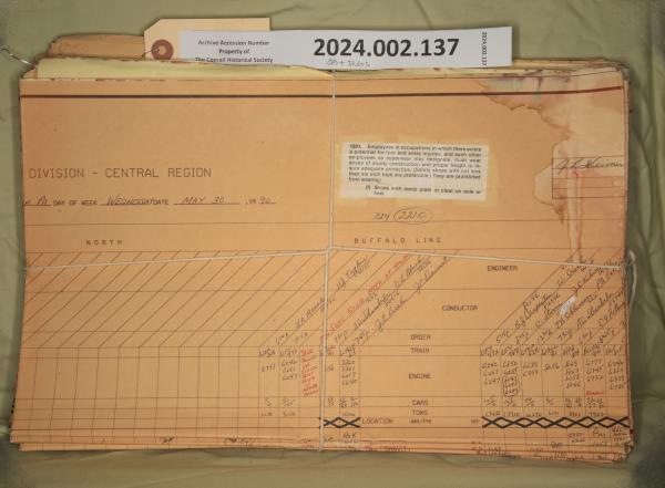 Allegheny Division, Central Region Dispatcher Form CT-7620, May 1990