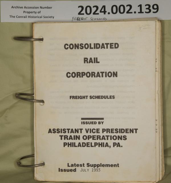 CR Freight Schedule Book, issued 1993-07-01