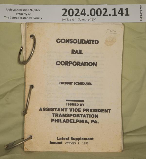 CR Freight Schedule Book, issued 1991-10-01