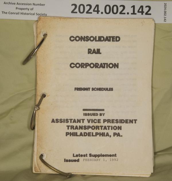CR Freight Schedule Book, issued 1992-02-01