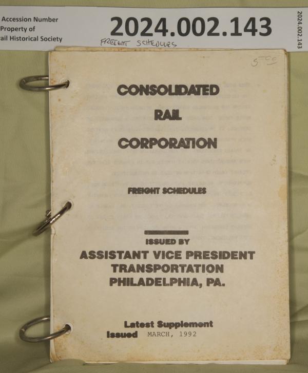 CR Freight Schedule Book, issued 1992-03-01