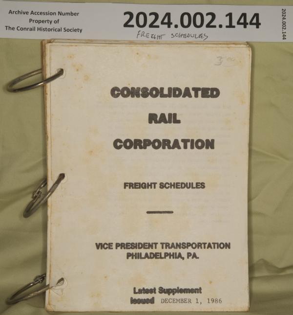 CR Freight Schedule Book, issued 1986-12-01