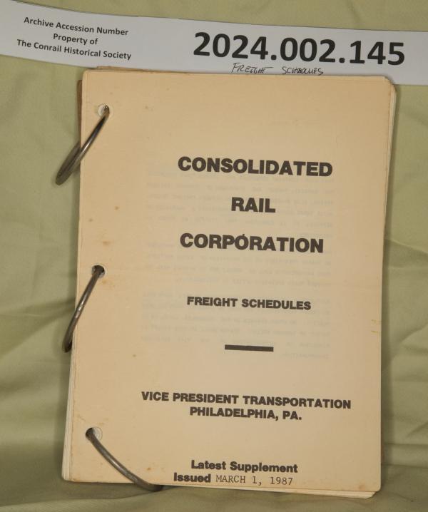 CR Freight Schedule Book, issued 1987-03-01