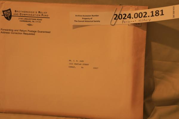 2 Brotherhood's Relief & Compensation calendars with letter