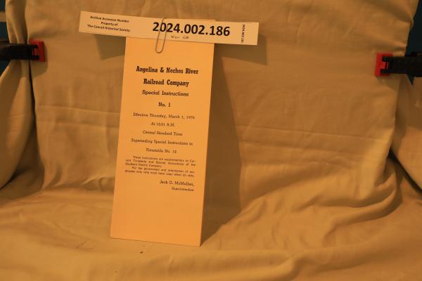 Angelina &Neches River Special Instructions No. 1, 0301-1970