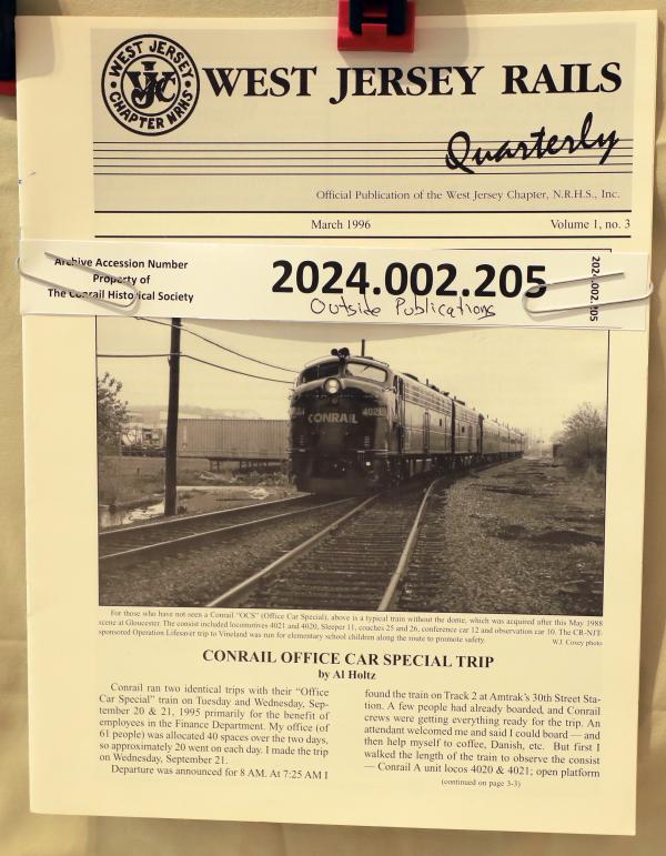 Wset Jersey Rails Quarterly, Conrail Office Car Trip, March 1996