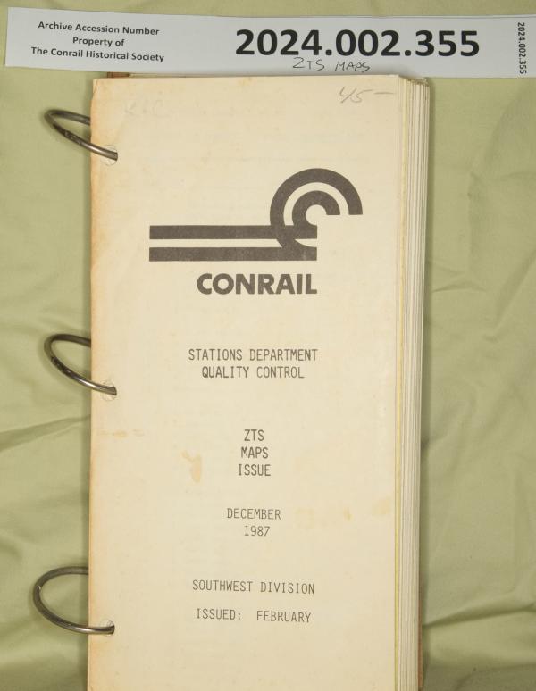 ZTS Maps, Southwest Division, December 1987 (issued February 1988)