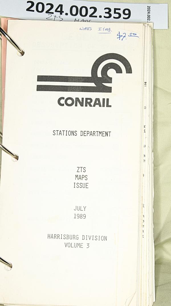 ZTS Maps, Harrisburg Division, Vol. 3, July 1989