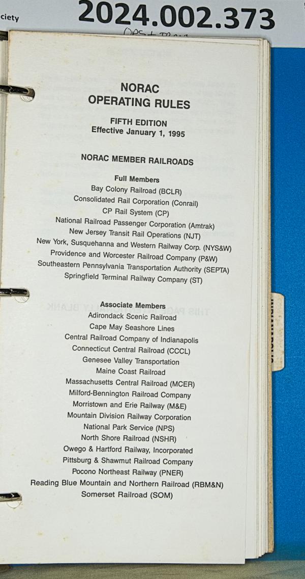NORAC Operating Rules, 5th ed., eff. 1995-01-01