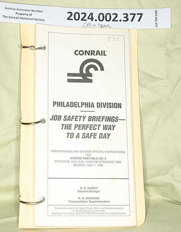 Philadelphia Division station pages & special instructions for System Timetable No. 3, 1996-07-01