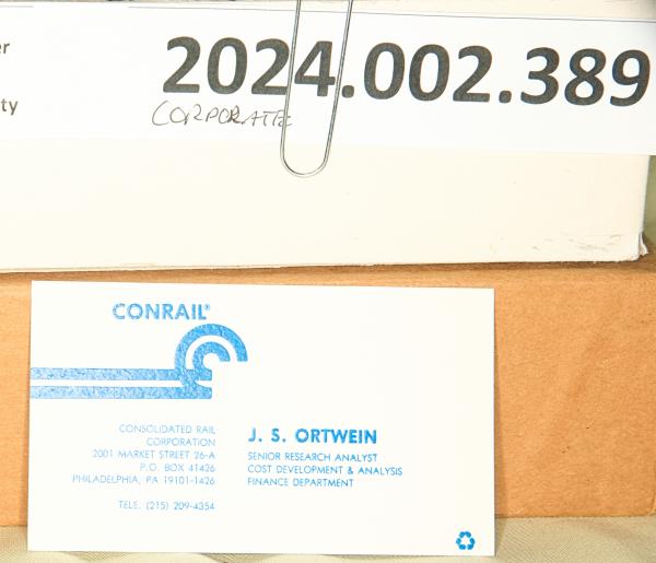 Small box CR business cards & holders, J.S. Ortwein, Finance Dept