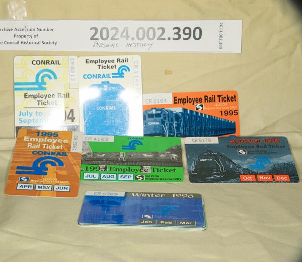 CR employee tickets for SEPTA Regional Rail 1994-97, John S. Ortwein