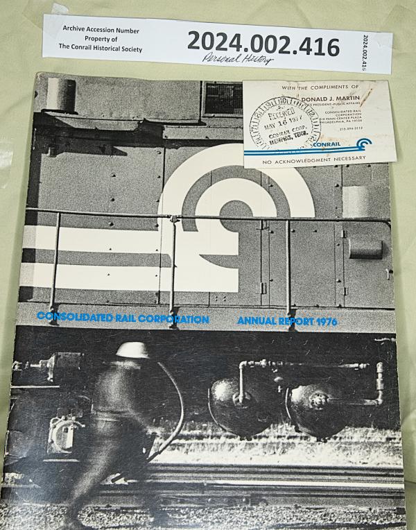 Card with the Compliments of Donald J. Martin, Vice-President Public Affairs Conrail