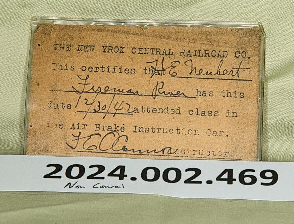 New York Central Airbrake Instruction Car attedance, H.E. Neubert