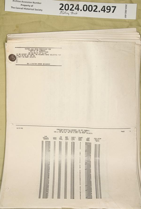 Freight Car directory 1992-08-17