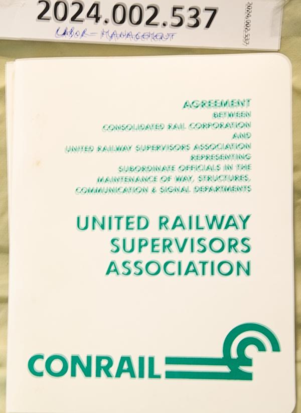 Agreement Between Conrail and United Railway Supervisors Ass'n, 1987-09-01