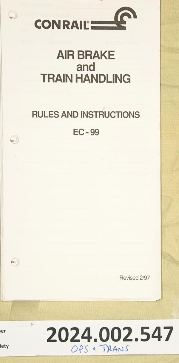Air Brake and Train Handling Rules & Instructions, Rev 1997-02-01