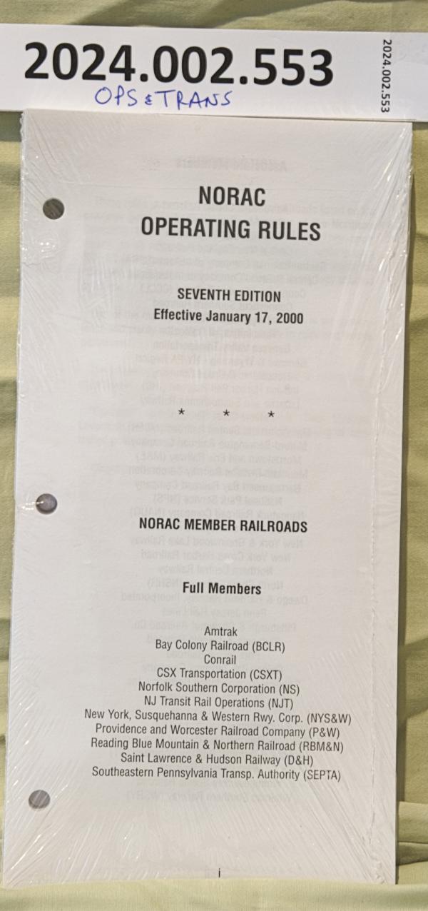 NORAC Operating Rules 7th edition eff. 2000-01-17